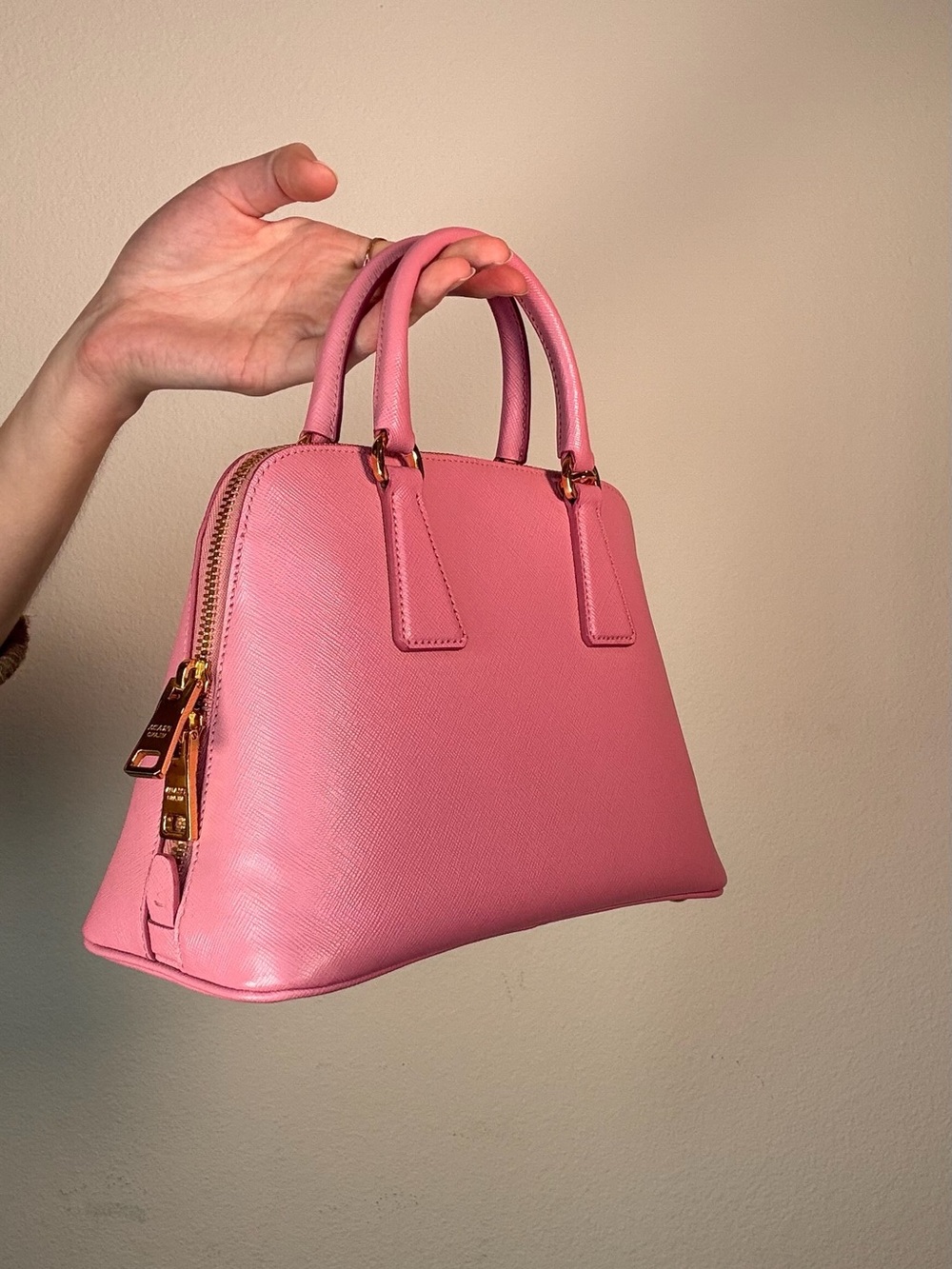 Prada Pink Saffiano Leather Top Handle Bag - Picture 4 of 6